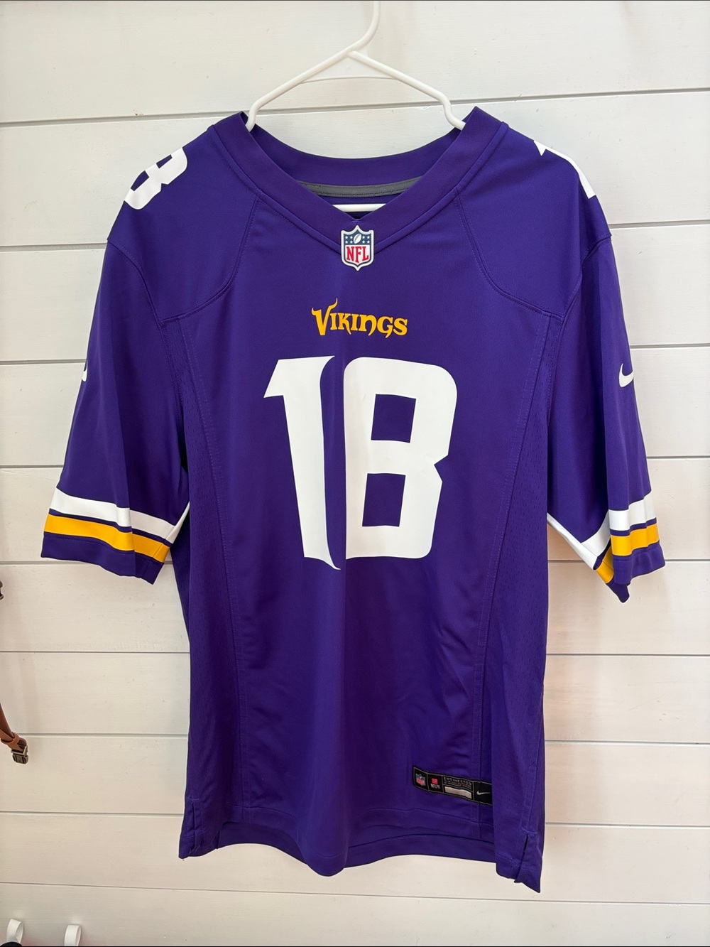 NFL Minnesota Vikings Purple and White #18 Football Jersey